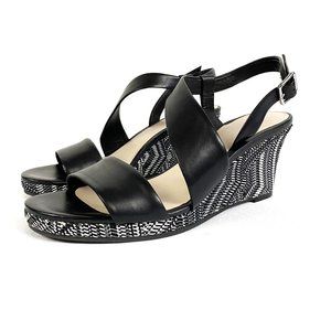 Cole Haan Ravenna Black White Wedge Sandal 7.5